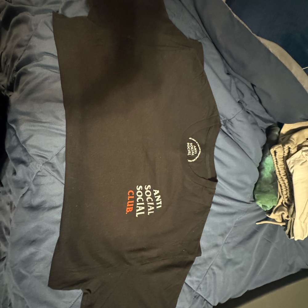 Anti Social Social Club Black Tee with White and Orange Logo